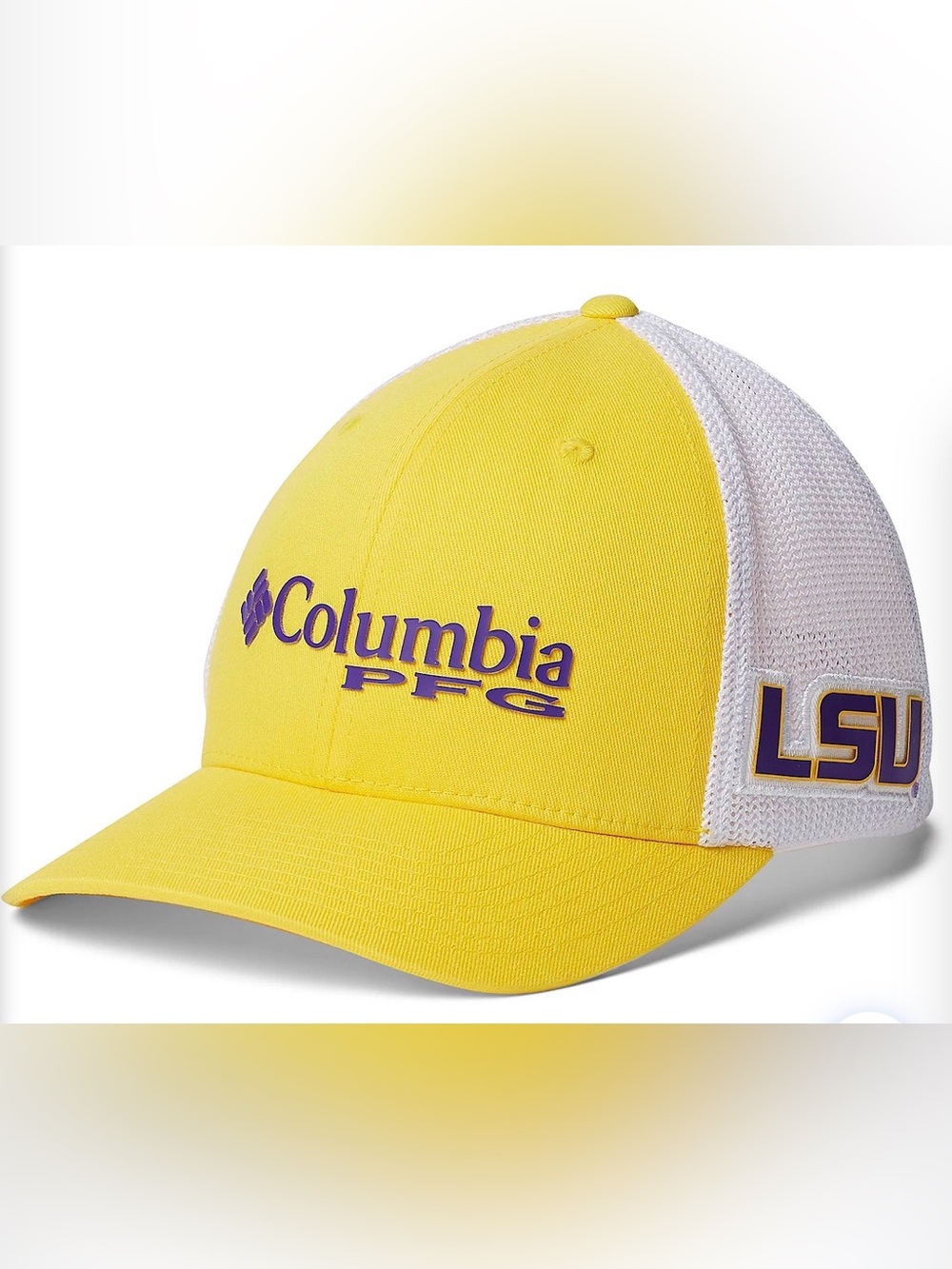 Columbia Gold LSU Tigers Mens Collegiate PFG Flex Hat (L/XL)